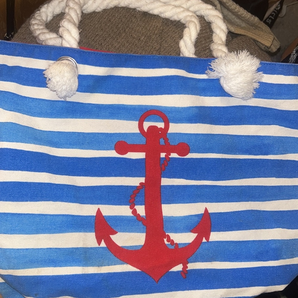 DONATE SALE! Barnes & Noble Canvas NAUTICAL Anchor BEACH / Boat Tote